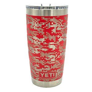 LASER ENGRAVED YETI RAMBLER 20oz TUMBLER - RESCUE RED DIGITAL CAMO w/CUSTOM MAG